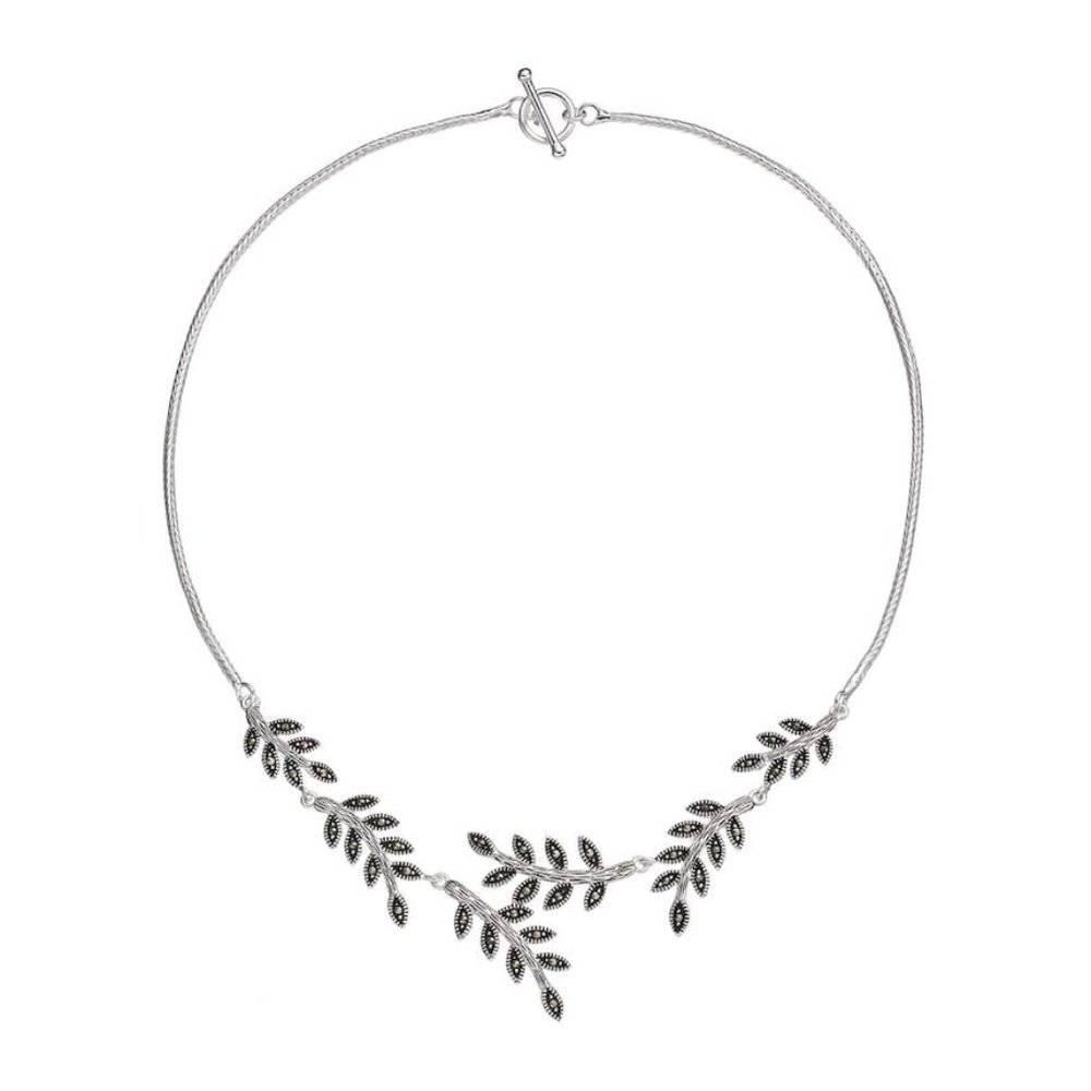 Le Vieux Marcasite Silver-Plated Leaf Necklace Christmas Gift